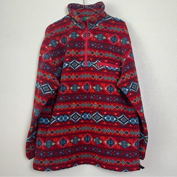 Kenzo Golf Aztec Southwestern Fleece Pullover Jacket 4 Large XL Spell Out Logo - Picture 2 of 12